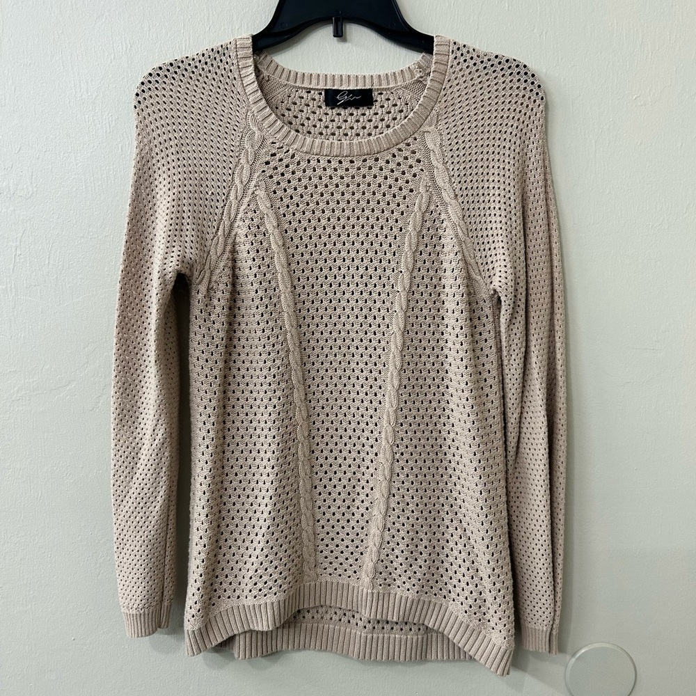 Cyrus Women's Beige Knit Crew Neck Sweater Sz S